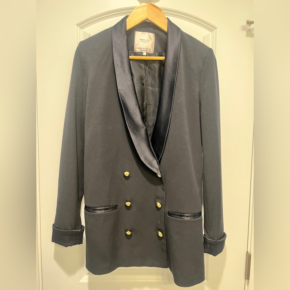 Zara Trafaluc Black Tuxedo Jacket Blazer Double
Breasted
